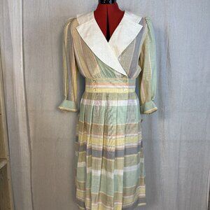 Impromptu Women Midi Dress Size 15 / 16 Vintage 80s Midi Pleated Deadstock F420